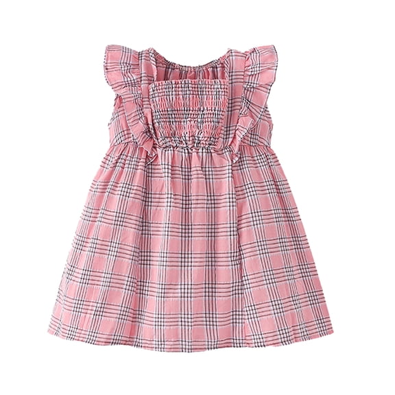 WOLLED Little Girls Crewneck Dresses for Kids Toddler Cute Ruffle Princess Dress Summer Cotton Casual Dress Sundress for 1-8 Years