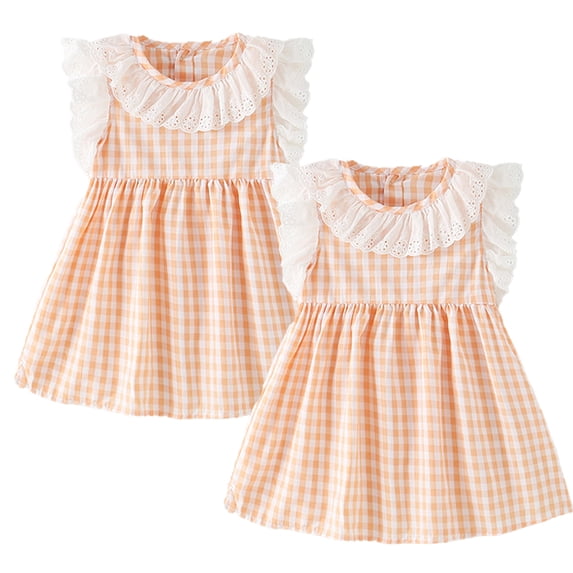 WOLLED Little Girls Crewneck Dresses for Kids Toddler Cute Ruffle Princess Dress Summer Cotton Casual Dress Sundress for 1-8 Years