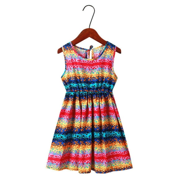WOLLED Little Girls Dresses Summer Sleeveless Princess Dress Toddler Cotton Sundress Dress for 2-12 Years