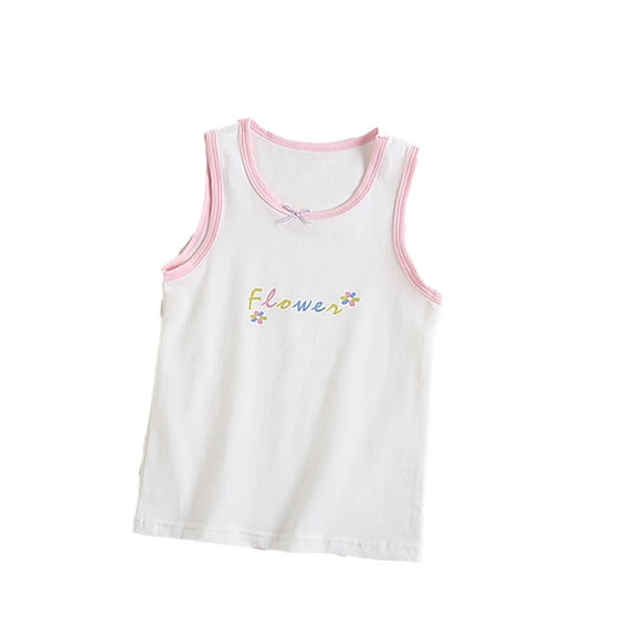 WOLLED Little Girls Flower Tank Undershirts for Kids Toddler Cotton Soft Sleeveless Bottoming Shirt (Multipack) 3-8 Years