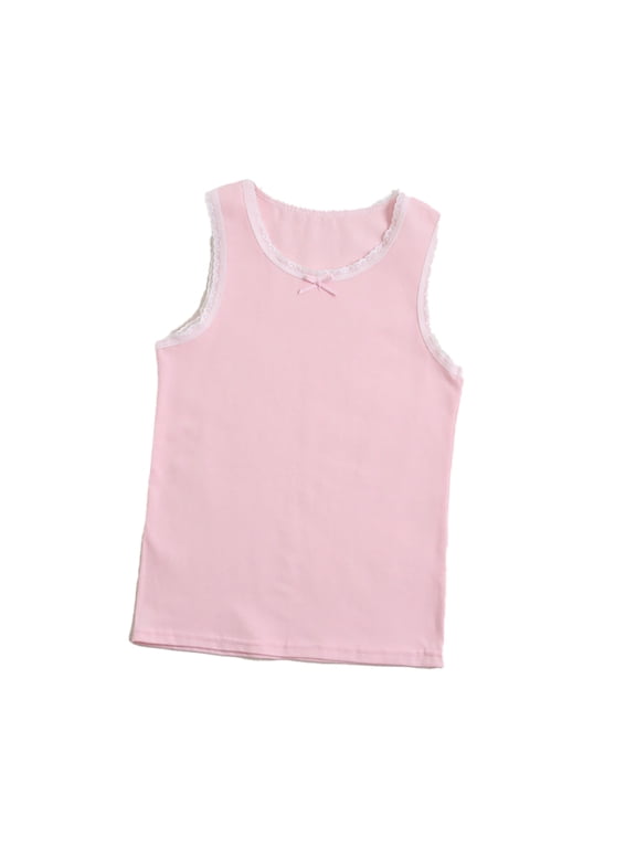 Little Girls Flower Tank Undershirts for Kids Toddler Cotton Soft Sleeveless Bottoming Shirt (Multipack) 3-8 Years
