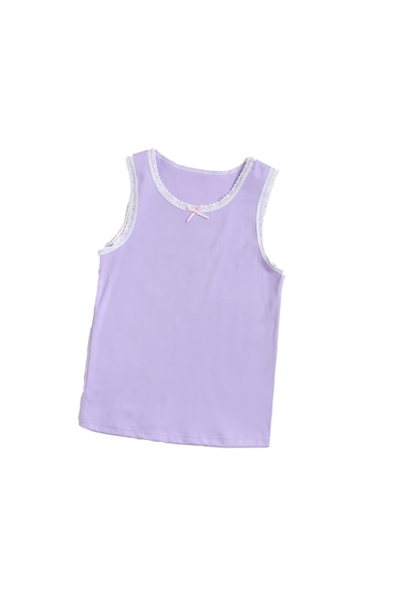 Little Girls Flower Tank Undershirts for Kids Toddler Cotton Soft Sleeveless Bottoming Shirt (Multipack) 3-8 Years