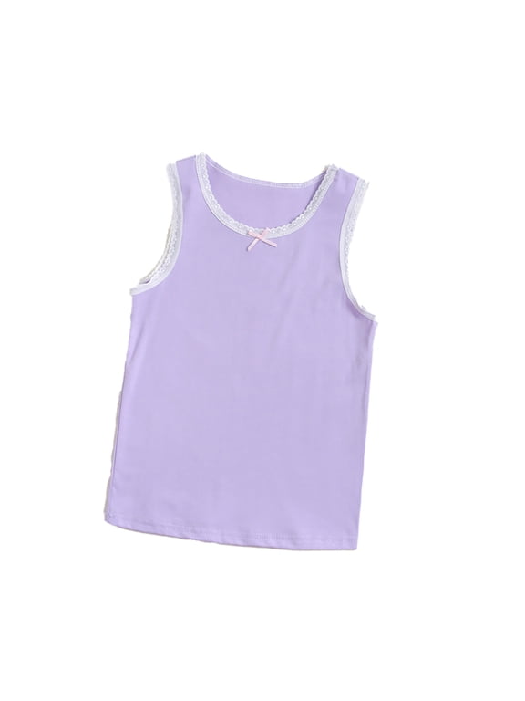 Little Girls Flower Tank Undershirts for Kids Toddler Cotton Soft Sleeveless Bottoming Shirt (Multipack) 3-8 Years