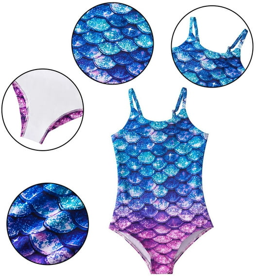 WOLLED Little Girls Summer One Piece Bathing Suit Sports Halter Bikini Swimsuits Kids Toddler Beach Bikini Swimwear for 4-12 Years