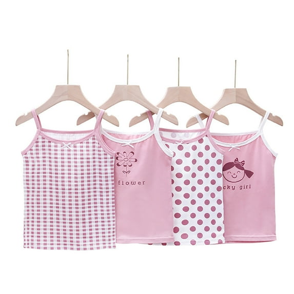 WOLLED Little Girls Tank Undershirts for Kids Toddler Cotton Soft Spaghetti Strap Bottoming Shirt (Multipack) 3-8 Years
