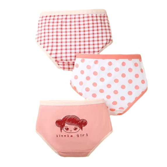 WOLLED Little Girls Underwear Panties 3 Pack for Kids Toddler Soft Cotton Four Corners Shorts Baby Printing Triangle Boxer Briefs for 1-10 T