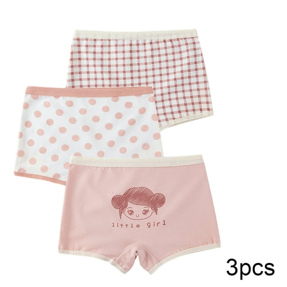 WOLLED Little Girls Underwear Panties 3 Pack for Kids Toddler Soft Cotton Four Corners Shorts Baby Printing Triangle Boxer Briefs for 1-10 T