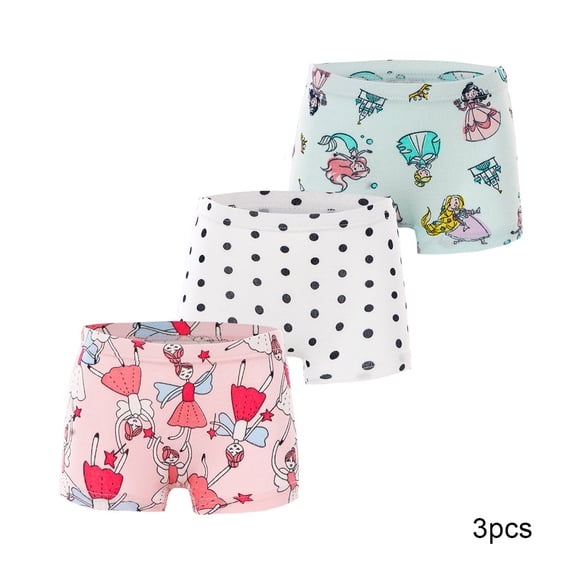 WOLLED Little Girls Underwear Panties 3PCS for Kids Baby Soft Four Corners Shorts Toddler Cotton Briefs Boxer for 2-12 T