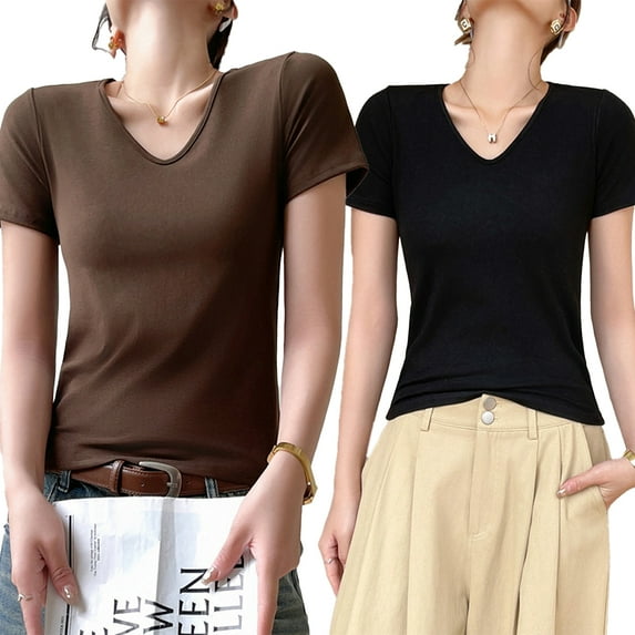 WOLLED Slim Short-Sleeved T-Shirt for Women's Female Solid Color Short-Sleeved T-Shirt Spring and Summer Bottoming Shirt Tops for S-XXXL
