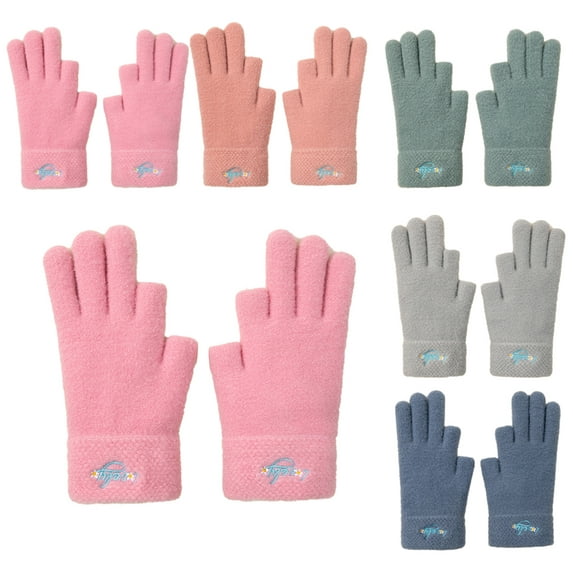 WOLLED Solid Color Gloves for Youth Kids Students Wool Warm Gloves Boys Girls Five-Finger Touch-Screen Gloves for 12-20Y