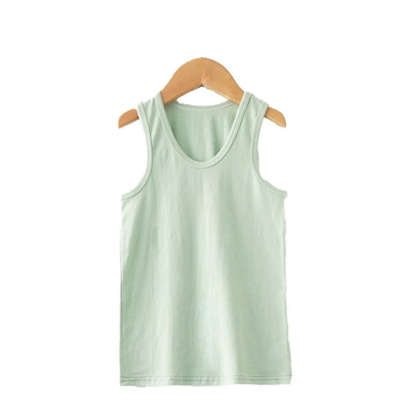 WOLLED Teen Kids Girls Vest Tops Round Neck Undershirts Toddler Basic Racerback Camisole Rib-Knit Solid Sleeveless Crop Tank Tops for 5-15Y