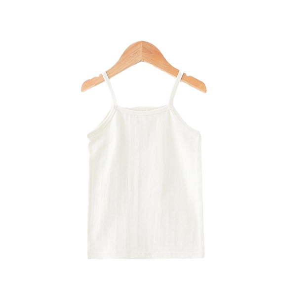 WOLLED Teen Kids Girls Vest Tops Round Neck Undershirts Toddler Basic Racerback Camisole Rib-Knit Solid Sleeveless Crop Tank Tops for 5-15Y