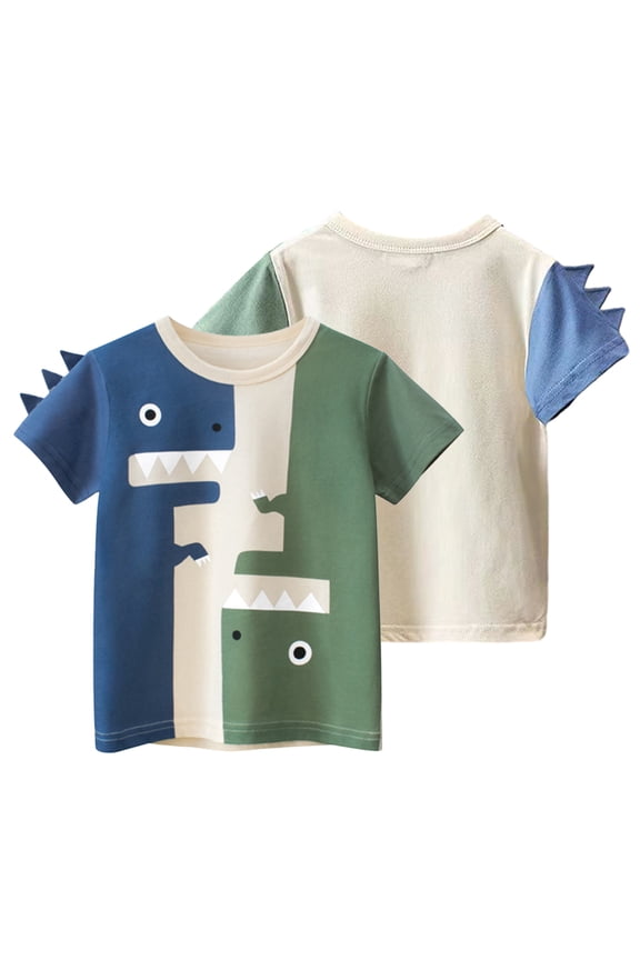 Toddler Baby Boys Short Sleeve T-Shirt, Kids Summer Crewneck Cotton Shirt Cute Cartoon Print Tees Shirts,Size 1-9T