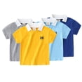 thumbnail image 1 of WOLLED Toddler Baby Boys Short Sleeves T-Shirt 1-6Y Summer Pullover Lapel Cotton Shirt Tops with Buttons, 1 of 11