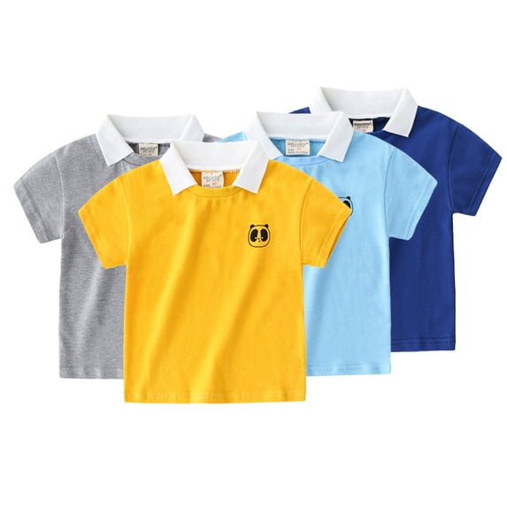 WOLLED Toddler Baby Boys Short Sleeves T-Shirt 1-6Y Summer Pullover Lapel Cotton Shirt Tops with Buttons