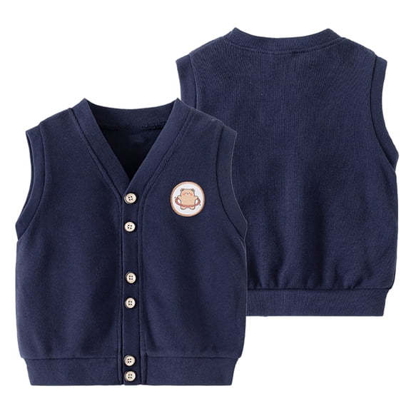 WOLLED Toddler Baby Boys Spring Sleeveless Vest Jacket Kids Fall Cardigan Cartoon Coat Outwears for 2-10 Years Old