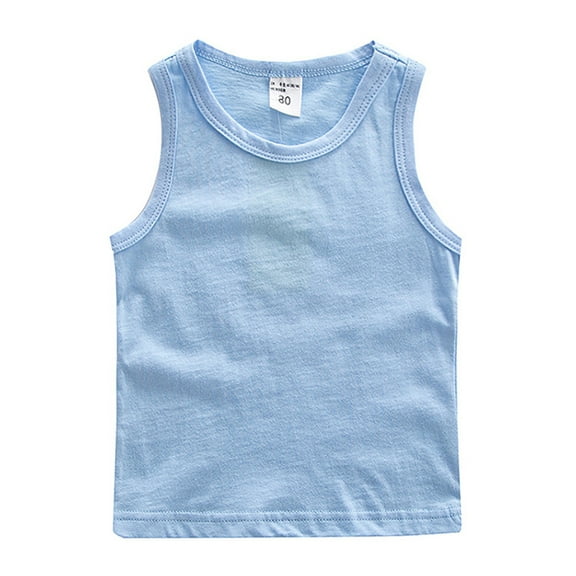 WOLLED Toddler Baby Boys T Shirt Tops Youth Kids Summer T Shirt Sleeveless Tops Solid Color Pullover Tees for 1-12Y