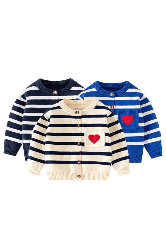 Toddler Baby Girls Cardigan Sweater Spring Button down Sweater Outerwear with One Love Pockets for Infant 9M-6Y