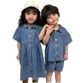 thumbnail image 1 of WOLLED Toddler Baby Girls Casual Demin Dresses Kids Summer Short Sleeve Jeans Dress for 1-12Y, 1 of 10