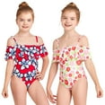 thumbnail image 1 of WOLLED Toddler Baby Girls One Pieces Swimsuit Kids Halter Swimwear Ruffle Bathing Suits for 2-12 Years Old, 1 of 11