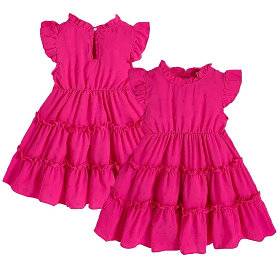 WOLLED Toddler Baby Girls Summer Tutu Princess Dress Sleeveless Ruffle Cotton Dress 1-6T