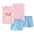 thumbnail image 1 of WOLLED Toddler Baby Sleeveless Cotton Shorts Set for Girls 2-7T Kids Summer Cartoon T-Shirt Tops and Floral Shorts, 1 of 10