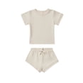 thumbnail image 1 of WOLLED Toddler Baby T-Shirt Outfit Boys Girls Short Sleeve Tees Two-Piece Sets 3-24M Infant Solid Colours Pullover +shorts Tees Tops Outfit Newborn Stripe Cotton Fashion Casual T Set, 1 of 8