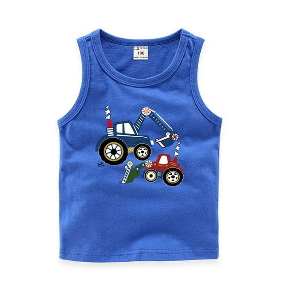 WOLLED Toddler Boys Casual Tank Top Summer Casual Tank Top Baby Boys Digger Print Sleeveless Vest,Sized 1-8T