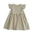 thumbnail image 1 of WOLLED Toddler Girls Cotton Dresses Baby Summer Sleeveless Plaid Dress Casual Tutu Onesies Skirt for 1-6 Years Old, 1 of 10
