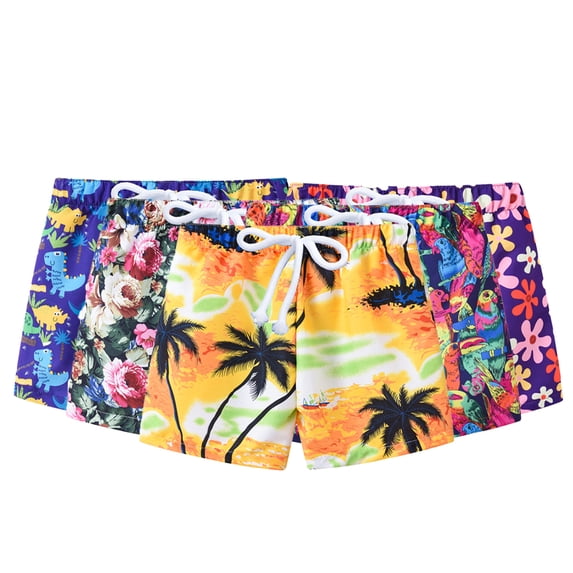 WOLLED Toddler Kids Boys Girls Hawaiian Swimming Shorts Baby Cartoon Floral Printed Sport Shorts Beach Athletic Apparel Shorts for 2-8T