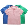 thumbnail image 1 of WOLLED Toddler Kids Boys Summer Lapel T-Shirt Short Sleeves Button Cotton Shirt Baby Girls Solid Color Pullover Casual Tee Shirt Tops for 1-10 Years Old, 1 of 9