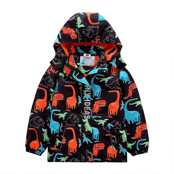 WOLLED Toddler Kids Dinosaur Jacket Coat,Baby Boys Hoodie Jacket Coat Waterproof Dinosaur Jacket for 3-10 Years Old