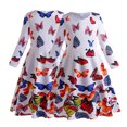 thumbnail image 1 of WOLLED Toddler Kids Girls Maxi Dress Baby Flower Printed Long Sleeves Dress Spring Floral Holiday Dress Fall Pleated Casual Swing Skirt for 3-10 Years Old, 1 of 9