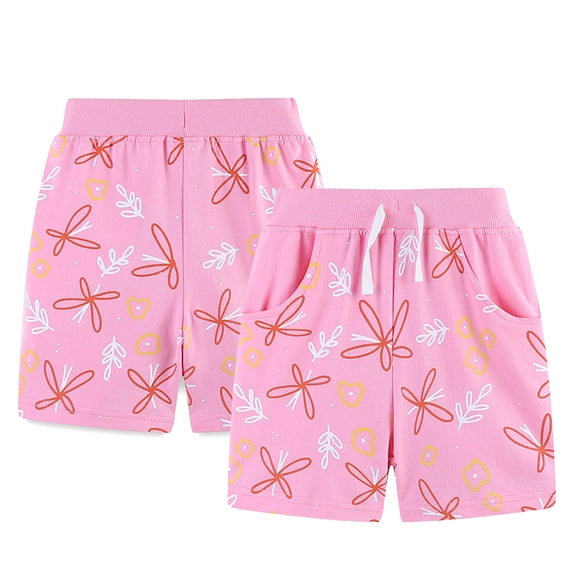 WOLLED Toddler Kids Girls Summer Prints Shorts Baby Pull on Jogger Shorts Pants Casual Elastic Drawstring Prints Cotton Shorts Pants for 2-8 Years Old