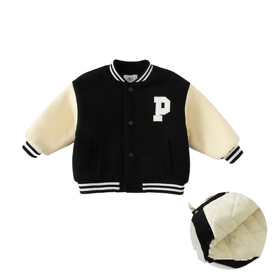 WOLLED Varsity Jacket for Kids Toddler Boys Girls Casual Coats Baby Lightweight School Baseball Outerwear Color Blocking Cardigan Fleece Jackets for 1-8Y