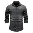 thumbnail image 1 of WOLLED Vintage Denim Work Shirt Men's Faded Stripes Button-Down Casual Weekend Outfit, 1 of 9