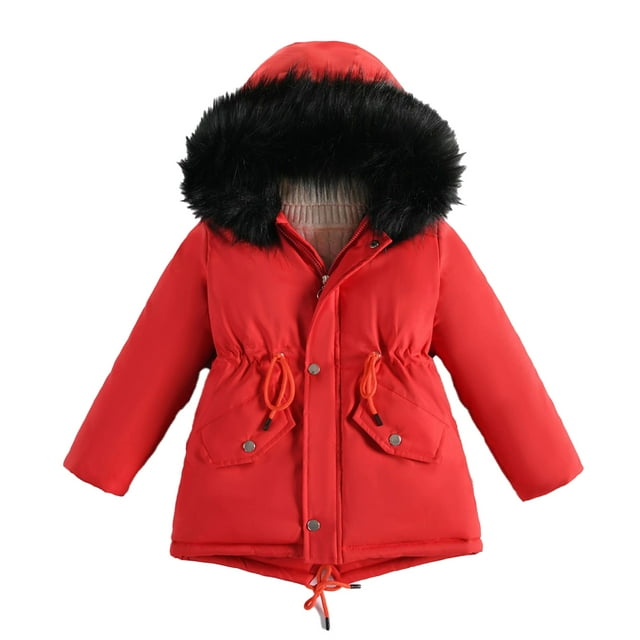 WOLLED Winter Jackets for Kids Girls Fleece Coat with Pocket Hooded