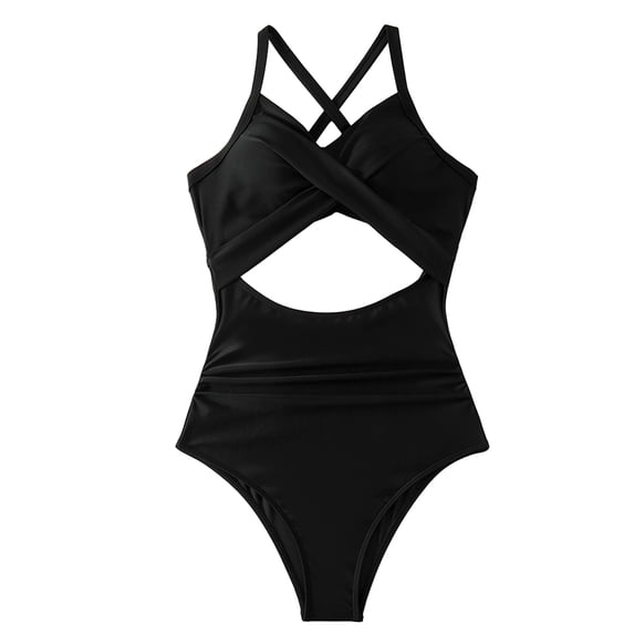 WOLLED Women's One Piece Swimsuit Back Tie Swimsuit Soft Swimwear Cross Bathing Suit Comfort Bikini Swimsuit