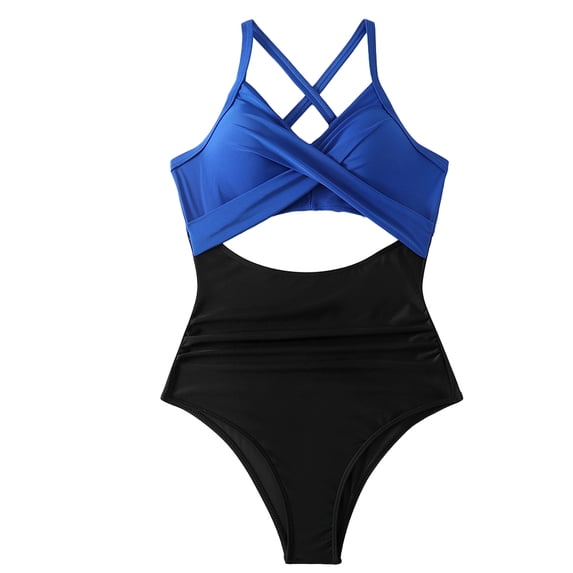 WOLLED Women's One-Piece Swimsuits Soft Backless Halter Swimwear Soft Casual Swimwear Hawaii 1 Piece Travel Swimsuit