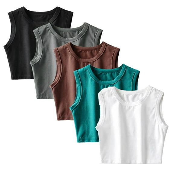 WOLLED Youth Girls Athletic Tank Tops Racerback Crop Sport Tank Top Sleeveless Dance Vests Shirts Top for Gymnastics Dancewear