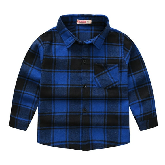 WOLLED kids Toddler Long Sleeve T Shirt Boys Girl Casual Plaid Shirt Teen Button Knit Top for 1 -12T