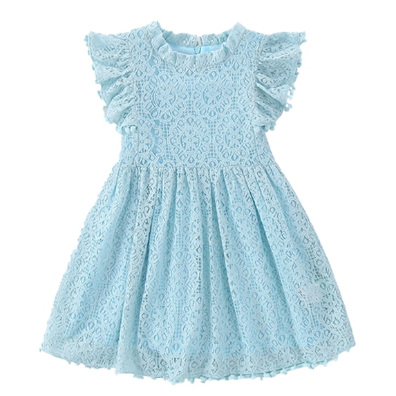 WOLLEDR Baby Kids Girls Sweet Princess Dresses Toddler Lace Party Gown Summer Ruffle Sleeveless Skirt Dress for Girls 6m-6 Years