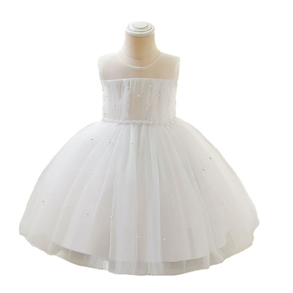 WOLLEDR Kids Baby Girls Sleeveless Princess Dresses Toddler Solid Color Lace Tutu Dress Girls Wedding Party Gown for 12 M-6 Years