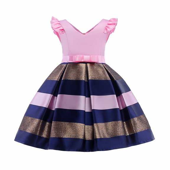WOLLEDR Little Girls Princess Dresses for Kids Baby Sleeveless Tutu Dress Toddler V-Neck Party Gown 3-10 Years