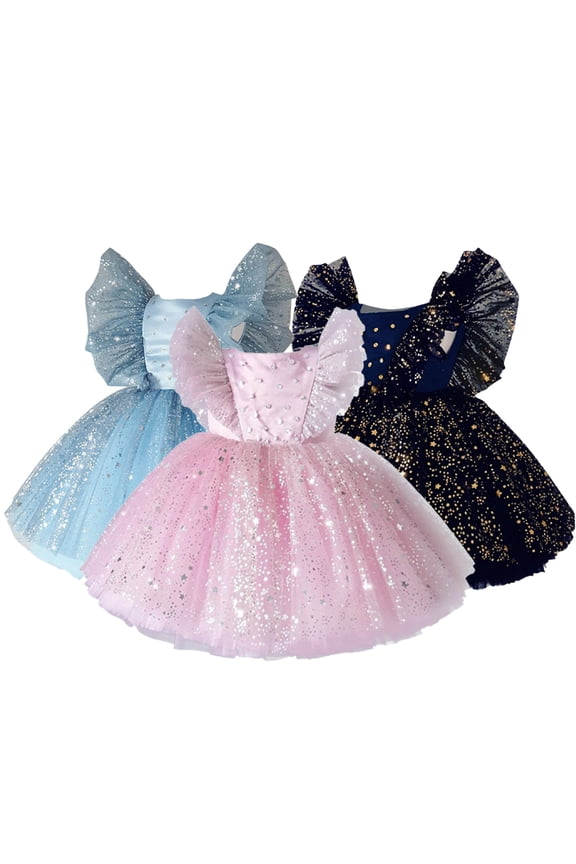 Little Girls Sweet Princess Dresses Kids Baby Girls Sleeveless Tutu Party Gown Toddler Bridesmaid Skirt for 6 M-6 Years