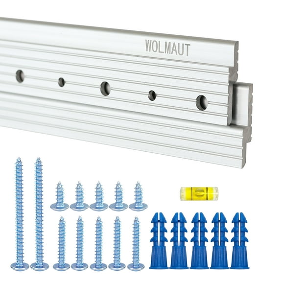 WOLMAUT 17" French Cleat Picture Hanger, Heavy Duty Aluminum Z Bar Clips, Interlocking Wall Mounting Brackets for Hanging Mirror, Panel, Whiteboard, Cabinet, Shelf, Headboard (2 Pairs to 100 lbs)