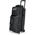 thumbnail image 1 of WOLT Bowling Ball Bags 3ball Double Roller Bag with Wheels Separate Shoe Compartment and Accessory Pocket, Retractable Handle Extends to 38’’ Black, 1 of 7