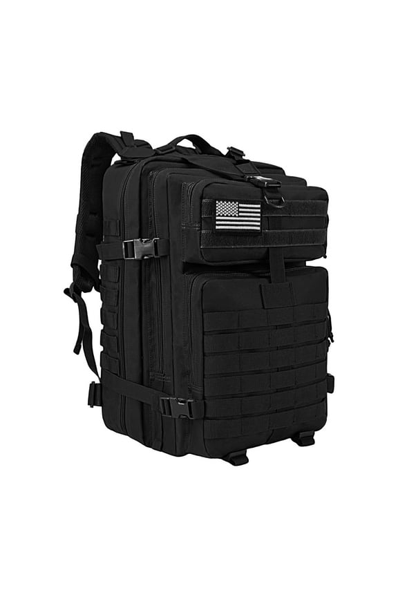 | 50L Durable Backpack--Durable 900D Nylon with Molle System & Laptop Compartment Large Hiking Backpacks Black