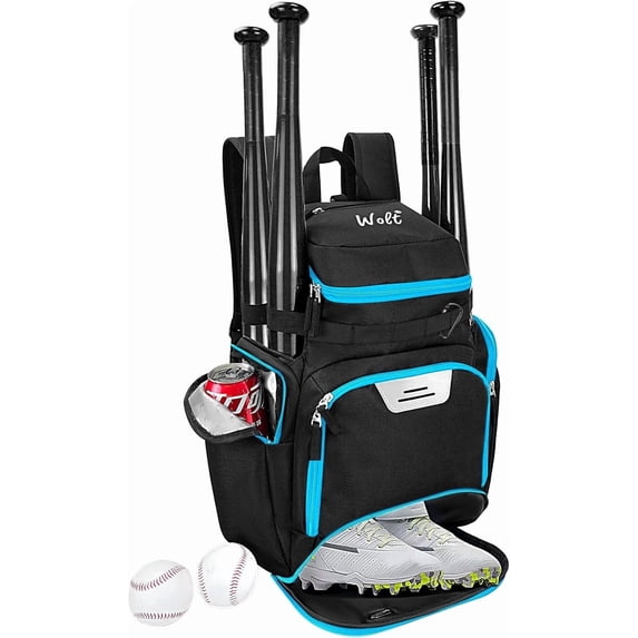 WOLT Baseball Bag Backpack for Youth Boys Adults Baseball Bag Multifunctional Sport Backpack for Ball Blueline