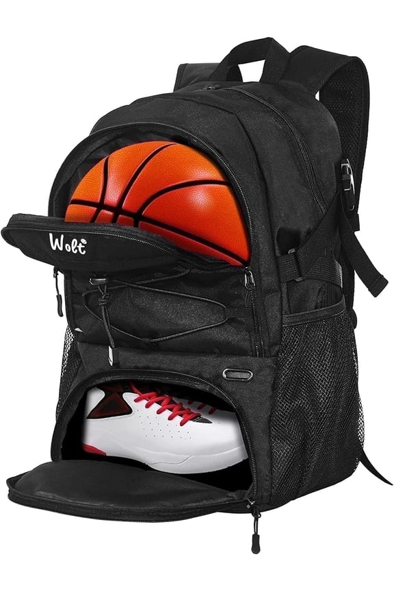 Best Basketball Backpack for Man with Ventilated Shoe & Ball Compartments, 34L Basketball Bag Black